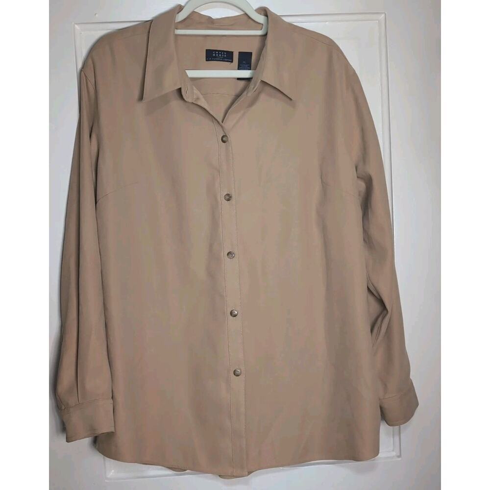 Crazy Horse Liz Claiborne Women's XL Tan Brown Button Shirt Cowgirl Western (985
